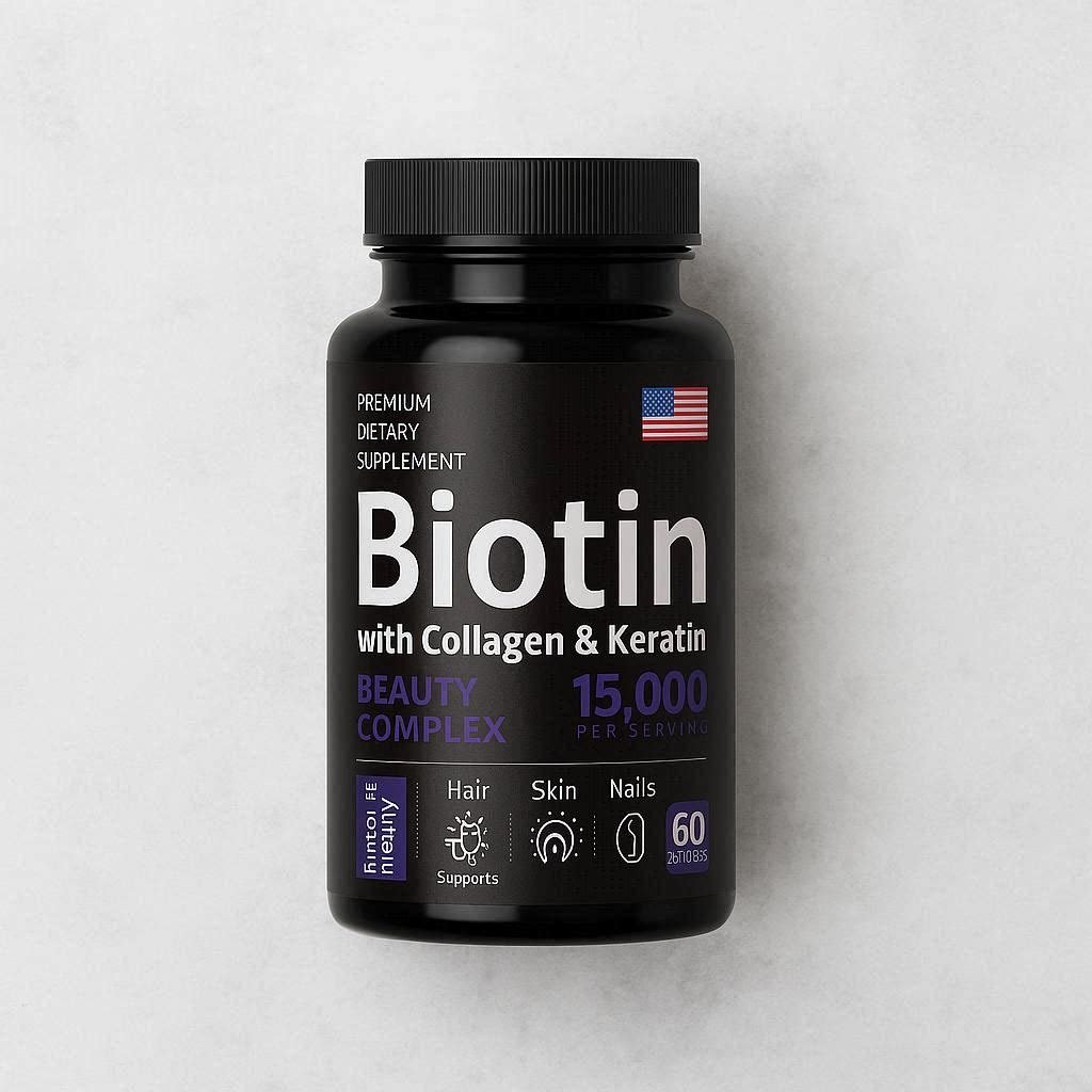 en burk med biotin för hår